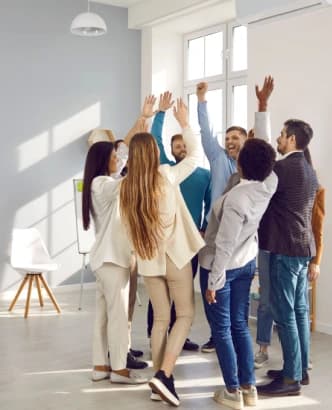 Team celebrating together